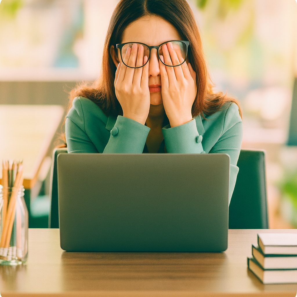 schwierige Mitarbeiter Führungskraft sitzt erschöpft vor dem Laptop – Symbolbild für den Umgang mit schwierigen Mitarbeitern und Konflikte im Unternehmen.